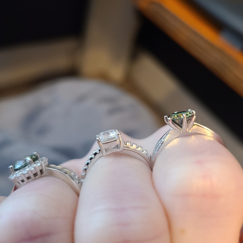 Moisannite 3 Ring Women's Bundle Set, New, Certif… - image 8